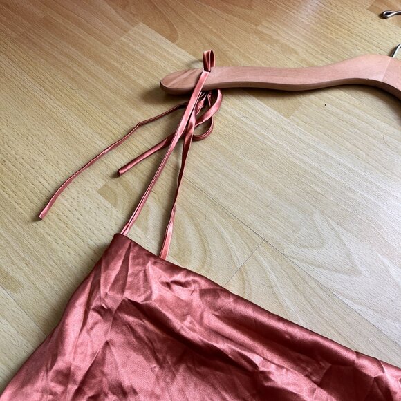 Cinderella Divine - BD103 Cowl Neck Satin Sheath Tea-Length Dress In Sienna - Picture 5 of 10